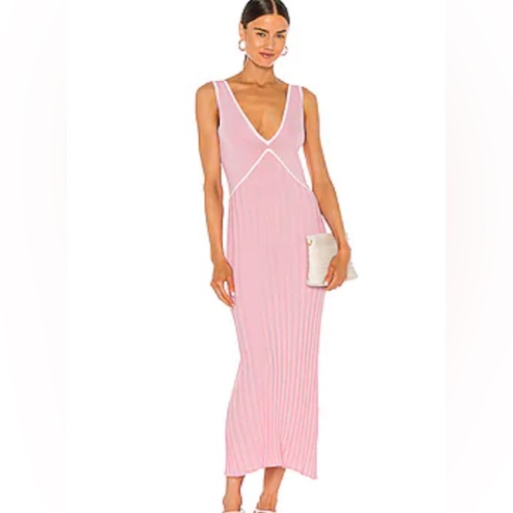 Pink solid & striped summer dress - great condition!